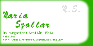 maria szollar business card