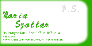 maria szollar business card